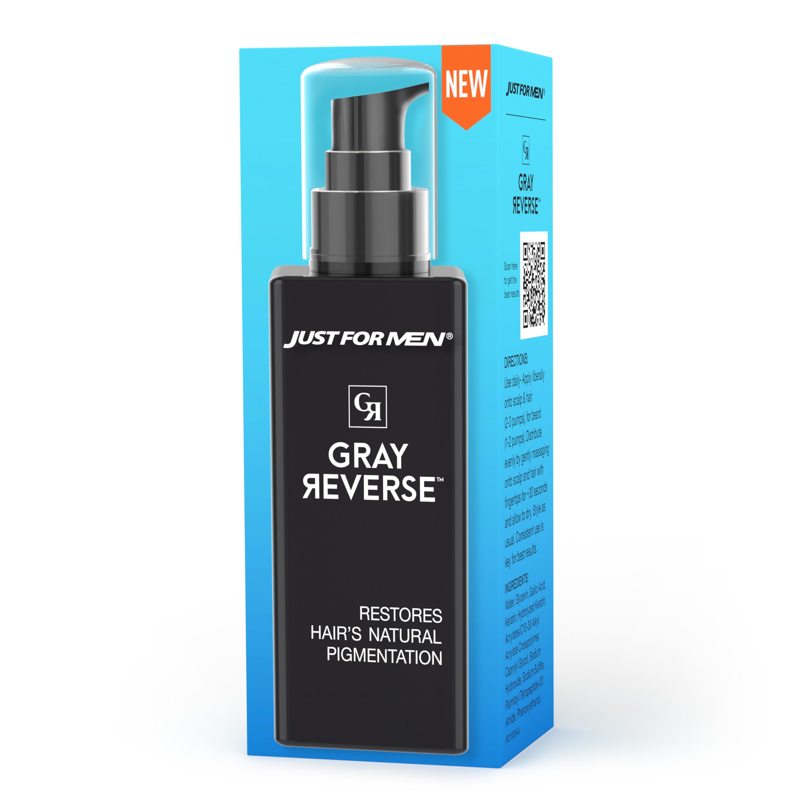 Photo 1 of Just for Men Gray Reverse Daily Hair Serum, Gradually Reduces Gray Hair, Easy Dye-Free Serum, 6.7oz