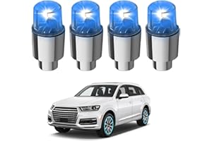 Tire Valve Caps Light Up, 4 PCS Wheel Lights Waterproof Decorative LED Alloy LED Tire Valve Stem Cap Light for Cars Truck Mot