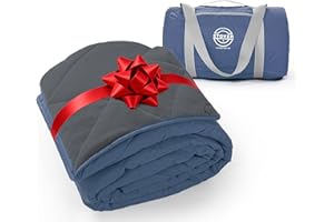 STOVER Large Waterproof Outdoor Stadium Blanket– Extra Thick Soft Fleece Camping Blanket for Travel, Picnics, Sports, Dogs– 79"x55", Warm, Windproof, Sand-Proof, Lightweight, Packable (Glacier Blue)