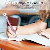WEMATE 8Pcs Purple Ballpoint Pens Set with Crystal Diamond Design view 7