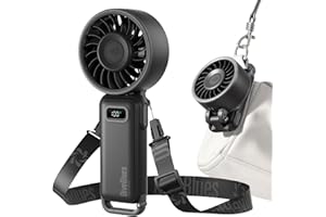 Diveblues Turbo Portable Fan, 3X Powerful Airflow, 1-100 Speed, 4-in-1 Handheld Fan Mini Fan with Carabiner Clip, Up to 12H C