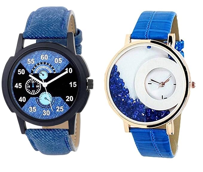 Crispy Analog Multicolor Dial Watch for Men's and Women (Pack of 2)