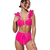 SPORLIKE Women High Waisted Swimsuit Flounce Straps Bikini Bathing Suit