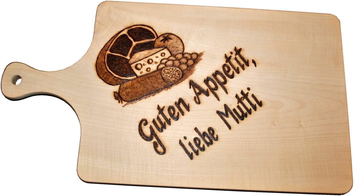 Cutting Board Solid Maple fingerboard 20 x 39 CM with handgebranntem Design and Engraving