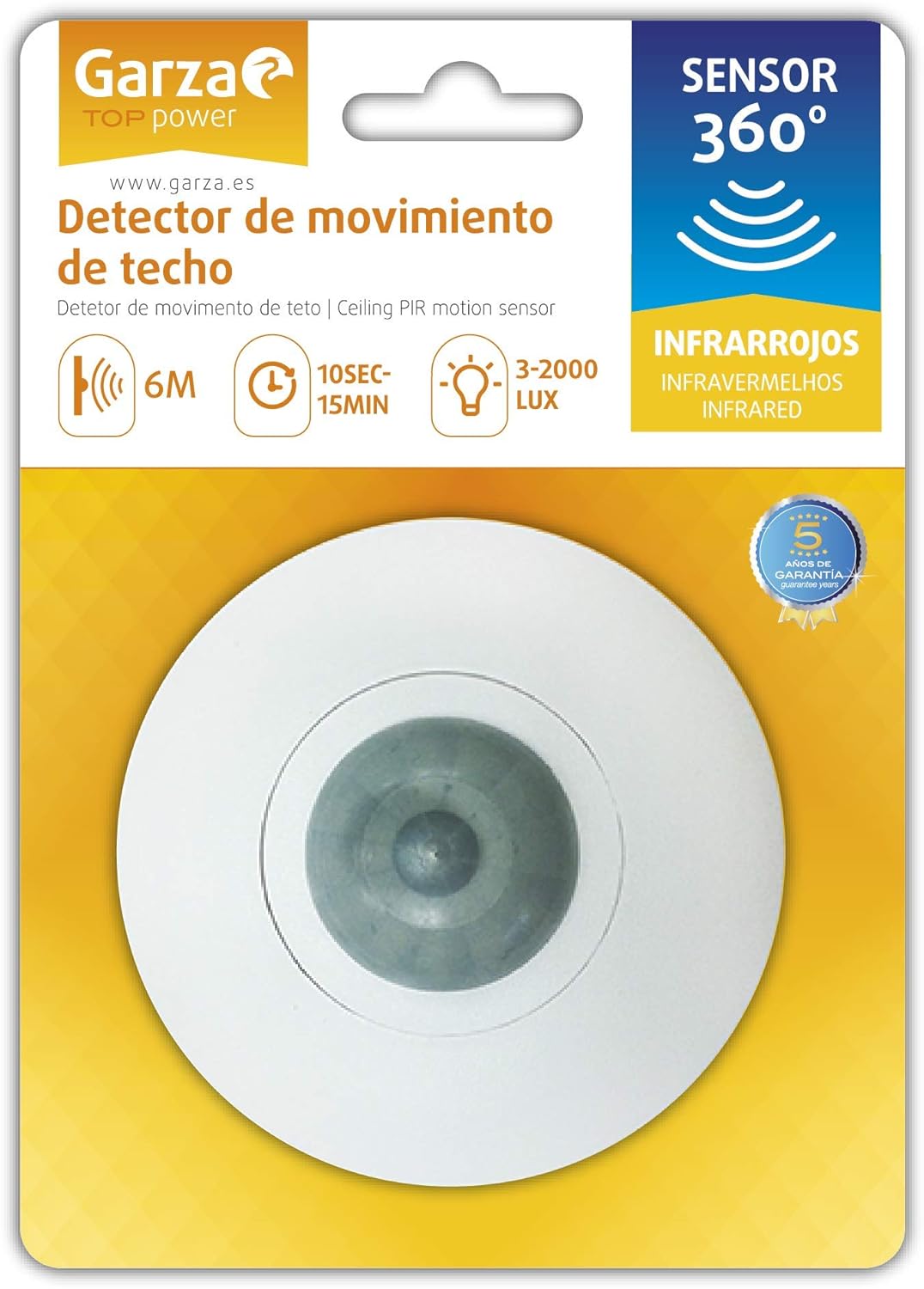 Garza Power - Detector de movimiento infrarrojos de techo 360º ...