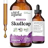 Wild & Organic Skullcap Herb Tincture - Skullcap Supplement for Mood Support - Relaxing Liquid Extract Drops - Vegan, Sugar & Alcohol-Free - 4 fl oz
