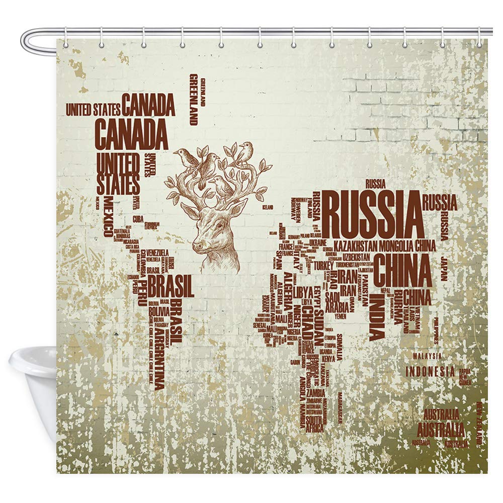 Amazon Com Retro Wanderlust Vintage World Map Shower Curtain