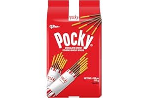 Glico Pocky, Chocolate Cream Covered Biscuit Sticks (9 Individual Bags), 4.13 oz