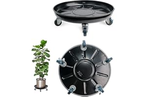 Tadpolebaby Heavy-Duty Plant Caddy with Wheels 14 Inch, 360° Lockable Caster,Outdoor Rolling Plant Dolly That is Not Easily Rusted, Indoor Metal Plant Cart with Rollers, Plant Pot Trolley, Black 2Pack