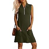 ANRABESS Womens Summer Dresses Casual Sleeveless Ribbed Half Zip Polo Collar Tshirt Dress 2026 Spring Tunics Short Sundress