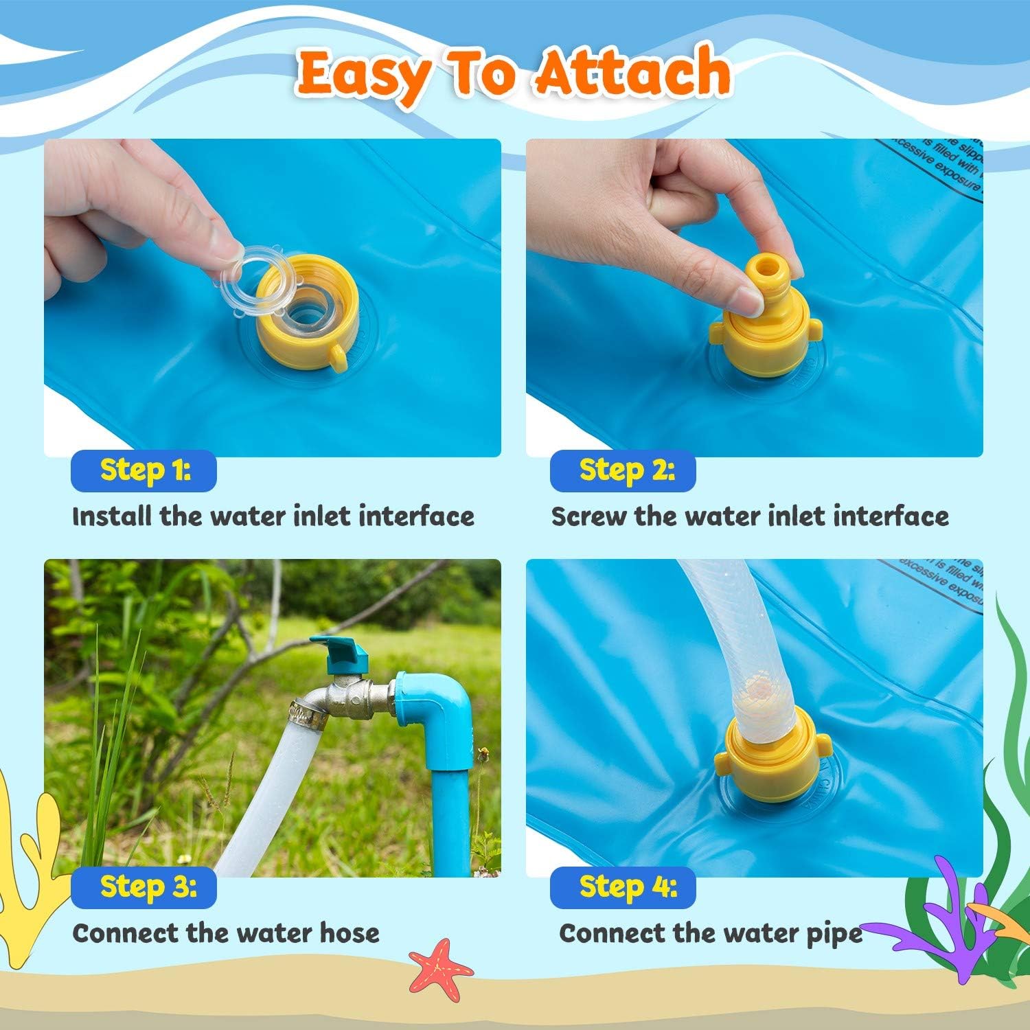 Obuby Sprinkler & Splash Play Mat for Kids, Splash Pad for Wading and Learning, 60" Children Outdoor Water Sprinkler Toys from A to Z Outdoor Swimming Pool for Babies Toddlers and Boys Girls: Toys & Games