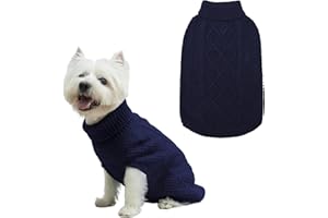 Mihachi Turtleneck Dog Sweater - Winter Coat Apparel Classic Cable Knit Clothes with Leash Hole for Cold Weather, Ideal Gift for Pet in New Year X-Small