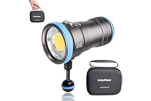 LetonPower Seal CB 4000 Lumen Dive Light for Underwater Photography, 100m Underwater Video Light 94 CRI with 120 Degree Wide Beam Angle Scuba Flashlight for Professional Dive Photography Fill Light