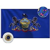 Bradford Embroidered Pennsylvania State Flag 3x5 feet Outdoor, Heavy Duty PA Pennsylvania Flags State of Pennsylvania Flag with 2 Brass Grommets for Outsides Long Time Use