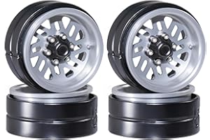 DJCRAWLER 1.3 Beadlock Wheel Snowflake Beadlock Deep Dish 1.3" Wheels for 1/18 TRX4M Axial SCX24 Gladiator Deadbolt Bronco F-150 C10 JLU CR-18P EVO Upgrade Parts (Silver)