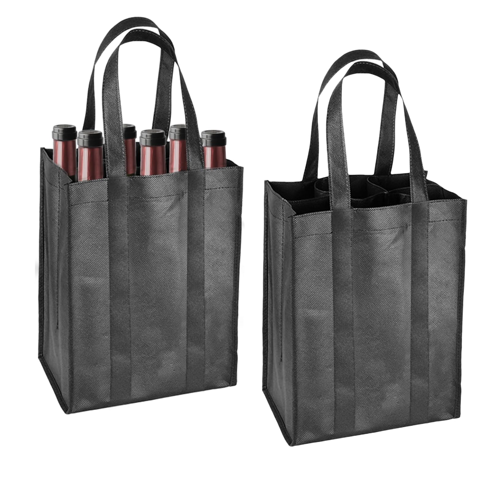 INBOLM Bottle Carrier,2PCS Wine Bottle Bag for 6 Bottles, Reusable Compartment Wine Bottle Holder Bag with Carry Handle for Storing Carrying Wine Beer Champagne(31 X 25 X 18cm)