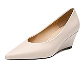 HeySoleModa Womens Middle Heel Pumps, Pointed Toe Wedge Heel Pump Shoes for Women, Dress Shoes with Leather Lining and Insole 2"