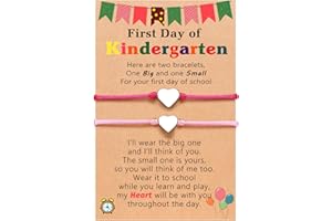 UNGENT THEM Back to School Mommy and Me Bracelet Matching Heart Wish Bracelet Set for 2 First Day of School Gifts for Boys Girls