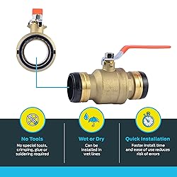 SharkBite 2 Inch Ball Valve, Push to Connect Brass