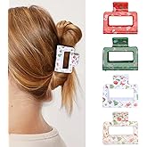 4 Packs Christmas Hair Clips Small Rectangle Hair Claw Clip Snowman Pattern Hair Jaw Clip Strong Hold Nonslip Hair Clips Xmas Hair Claws for Thin Thick (Style B)