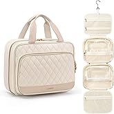 MDODO Travel Toiletry Makeup Bag for Women Hanging Toiletry Bag Cosmetic Organizer Make up Bags for Women Travel Makeup Essentials, Beige