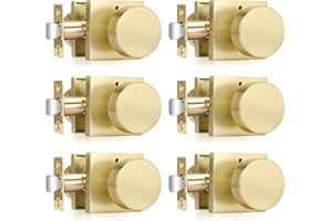Haidms 6 Pack Gold Door Knobs Interior Privacy, Zinc Alloy Square Brushed Gold Interior Door Knobs for Bedroom Bathroom, Heavy Duty Brushed Brass Door Knob