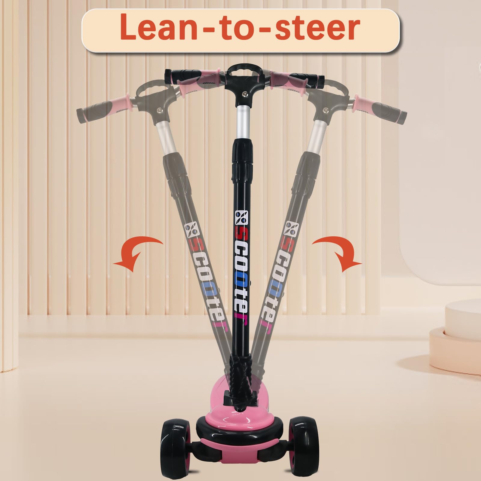 3 Wheels Kick Scooter for Kids Teens Ages 6-18 Years Extral Wide Deck 4 Adjustable Height and Foldable Handlebar LED Flashing Glider Push Scooter for Boys Girls