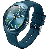 Letoff Silicone Band Metal case Watch for Women/Men, Roman Numeral Dial with Minimalist Design, Lightweight Analog Wristwatch, Industrial Style Fashion Timepiece Water Resistant 100ft