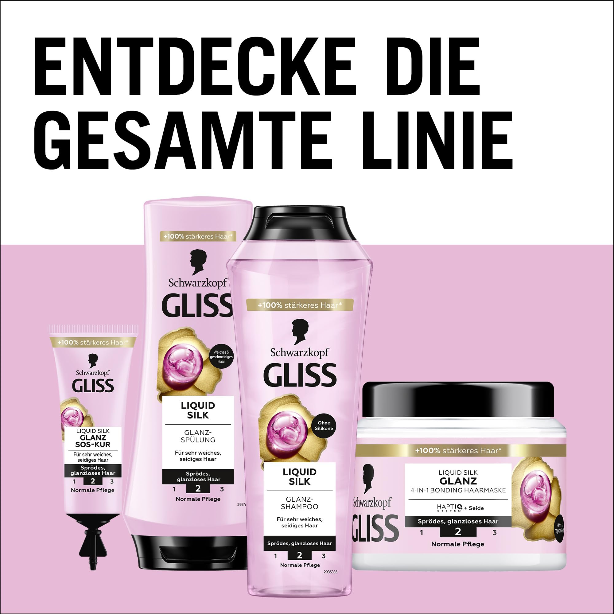 Gliss Shampoo Liquid Silk (250 ml) Haarshampoo mit Ceramiden & Seide, Glanz-Shampoo für sprödes und stumpfes Haar glättet die Haaroberfläche 9
