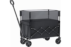 Collapsible Wagon Cart Portable Heavy Duty Utility Cart for Shoppings, Camping, gardenings and Outdoor Sport 120L 200LBS Load