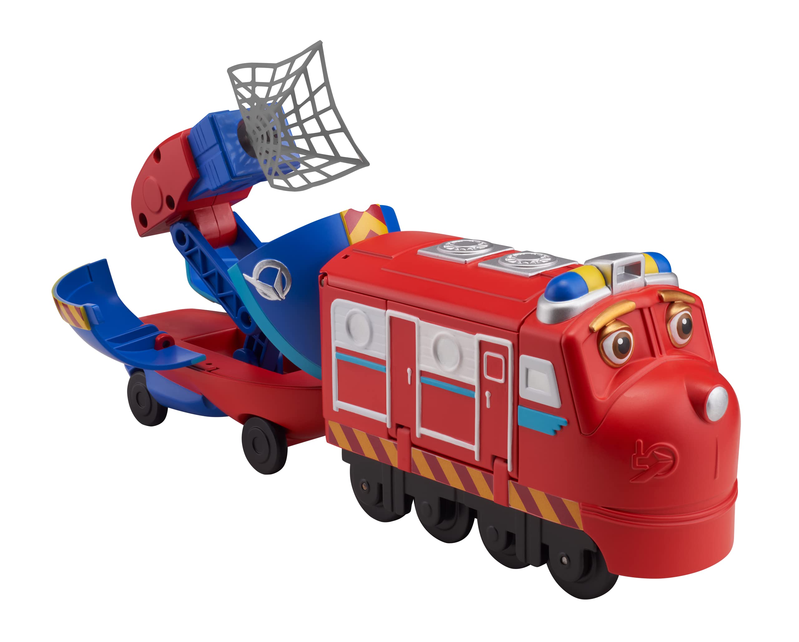 Chuggington Pop and Transform Rescue Wilson | Surprise Transformation Train Toy Toys for 3+ Years Old | Free-Rolling Wheels | 5 inch scale, Red