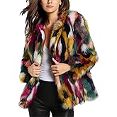 Gihuo Faux Fur Coat Women Winter Fur Fluffy Jacket Multicolor Furry Coat Jackets