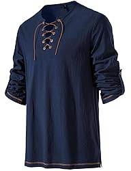JEMITOP Men's Renaissance Costume Retro Lace Up