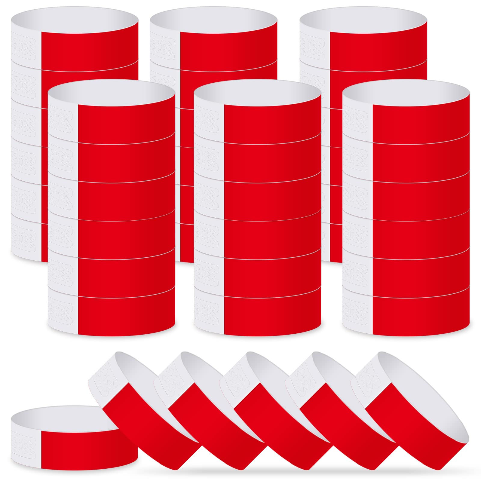 ASTARON Red Wristbands for Events, 400 Pcs Waterproof Paper Wristbands for Events Party Event Wristbands Bulk Arm Bands Paper Bracelets Wristbands for Clubs Lightweight Concert Wristbands