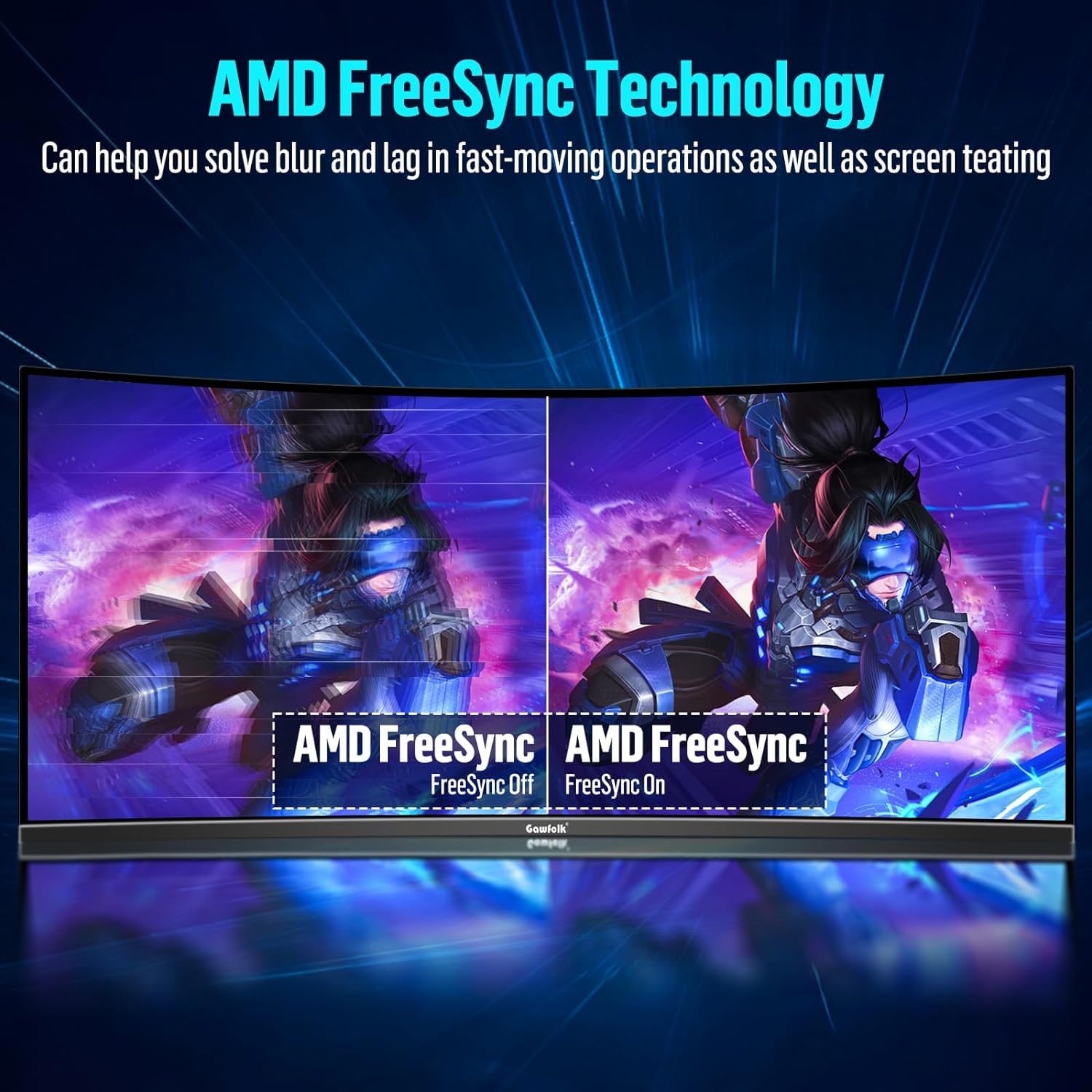 Gawfolk 34 Inch Ultrawide Curved Gaming Monitor, 1500R PC Screen 165hz UWQHD 3440x1440, Curved Computer Screen with FreeSync,Multi-Directional Adjustable Base