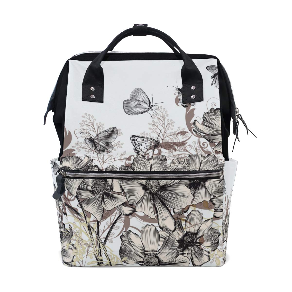 hengpai Butterfly Women Backpack Baby Diaper Bag Nappy Back Pack Large Capacity Muti-Function Travel Canvas Bag for Mummy