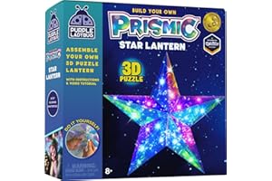 PURPLE LADYBUG Prismic Star Lantern Craft Kit - Geometric Hanging Light Decoration, USB Powered DIY 3D LED Ornament - Birthday Gifts for Kids 8-12, Kids Safe Activity, Indoor Assembly Project, Room Display Decor