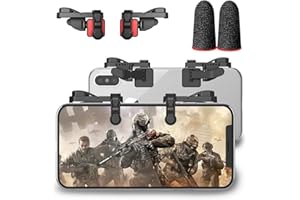 IFYOO Mobile Game Trigger, Mobile Gaming Controller Compatible with PUBGG/Fortnitee/Call of Duty Mobile, Z108 Aim & Fire Triggers for iPhone and Android Phone, 1 Pair with 2 pcs Finger Sleeves Red