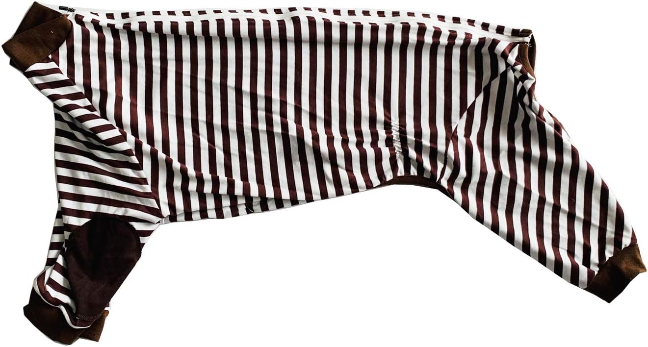 Large Dog Clothes,Dog Pajamas Soft Flexible Breathable Striped Zipper Large Dog Jumpsuit Costume Apparel for Medium Dogs Large Dogs Brown - Image 5