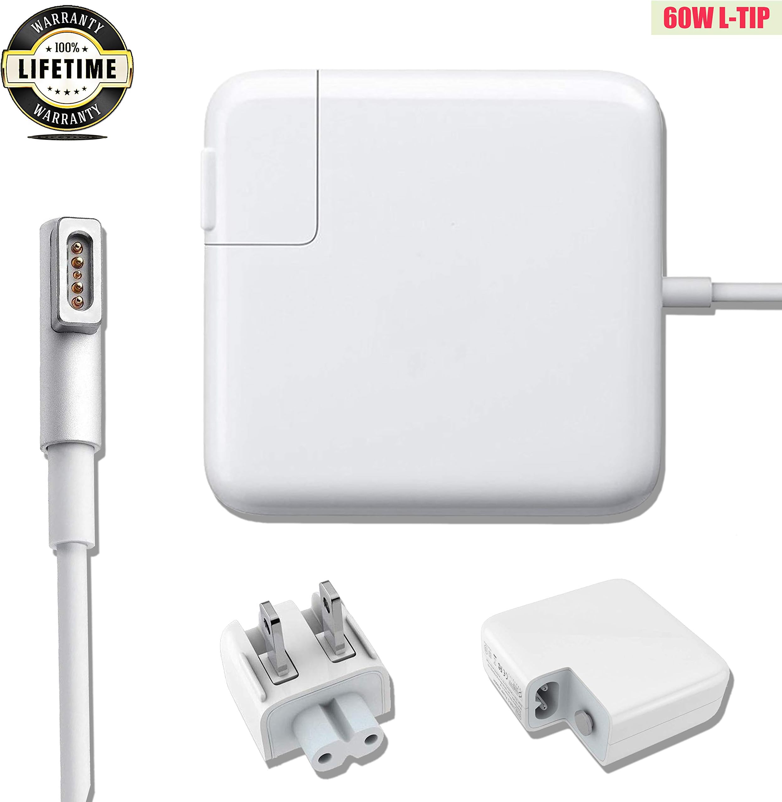 60W Charger for Mac Book Pro13 15 inch AC Power Adapter L-Tip Magnetic Connector Replacement for Magsafe 1 13-inch 15-inch L-Type (Before Mid 2012 Models) A1181 A1278 A1184 A1330 A1342 A1344