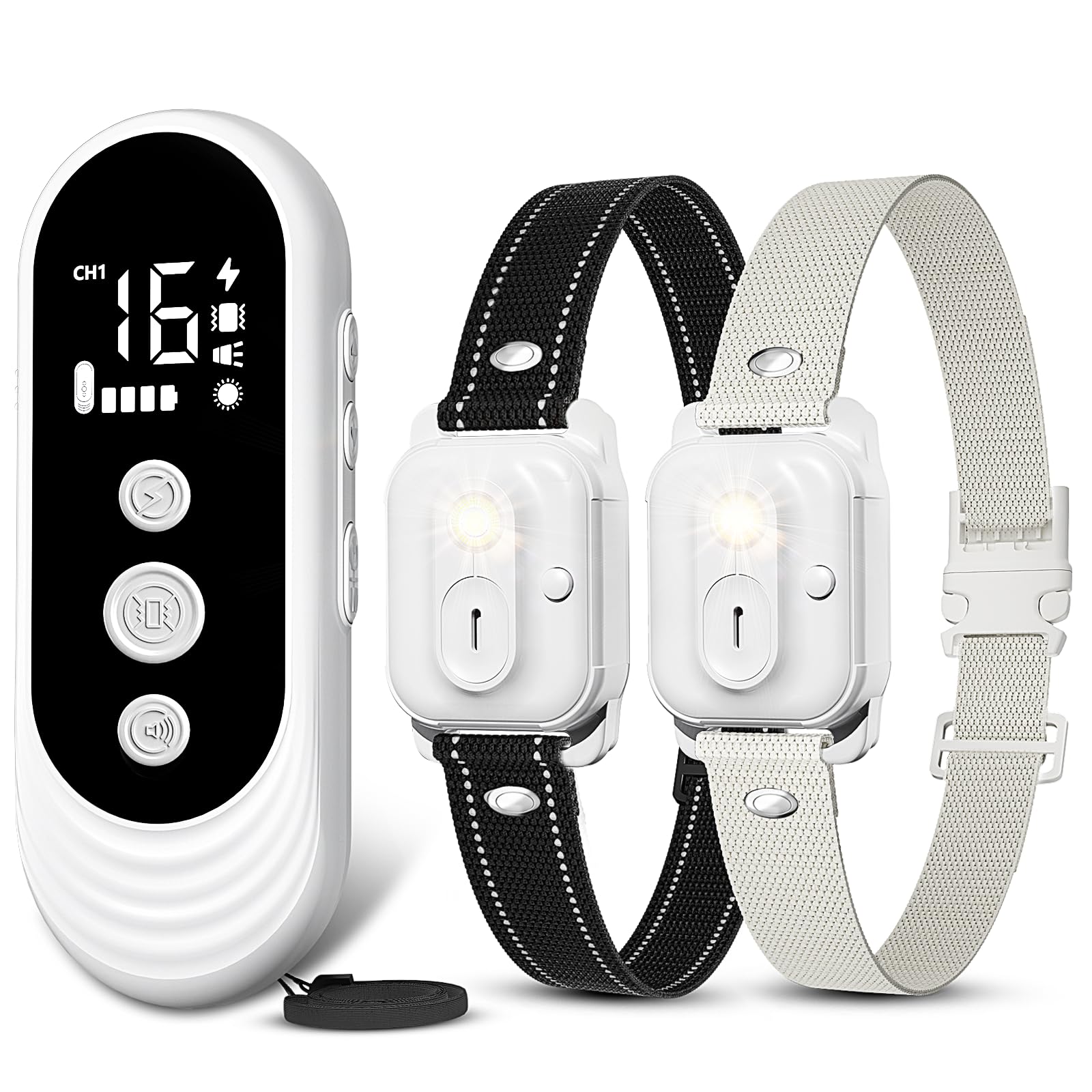 Photo 1 of  Dog Shock Collar 2 Dogs, 3300ft Dog Training Collar with Remote, IPX7 Waterproof Rechargeable Sleek Modern for All Dogs with Beep, Vibration, Safety Shock, Light Mode, 8-120 lbs NF