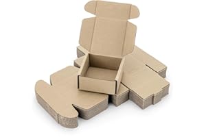 Ellbest 20pcs Mini Pizza Boxes, 1.5 mm Thick for Candy, Cookies, Treats, 3.38 * 3.38 * 1.53 inches Kraft Brown Boxes for Storage