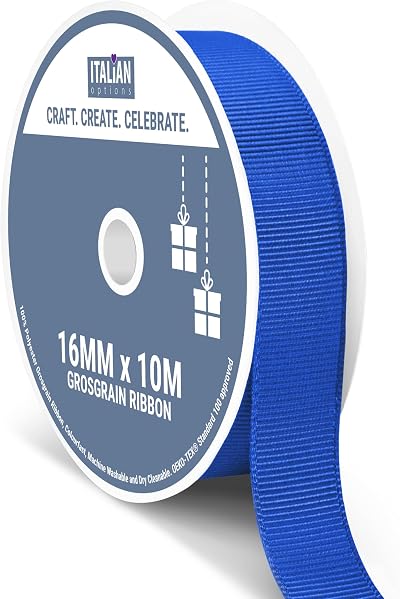 Italian Options Grosgrain Ribbon 16mm Royal Blue 10m Roll Craft Gift Wrapping