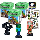 Minecraft Blind Box Set for Kids - Bundle with 3 Stamper Mini Figure Blind Boxes Plus Stickers, More | Minecraft Figurine Toy Party Favors for Boys, Girls