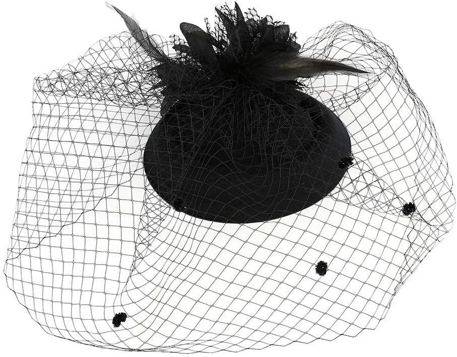 Shmei Fascinators Hats Pillbox Headband Cocktail Tea Party Headwear for Girls and Women (Black)