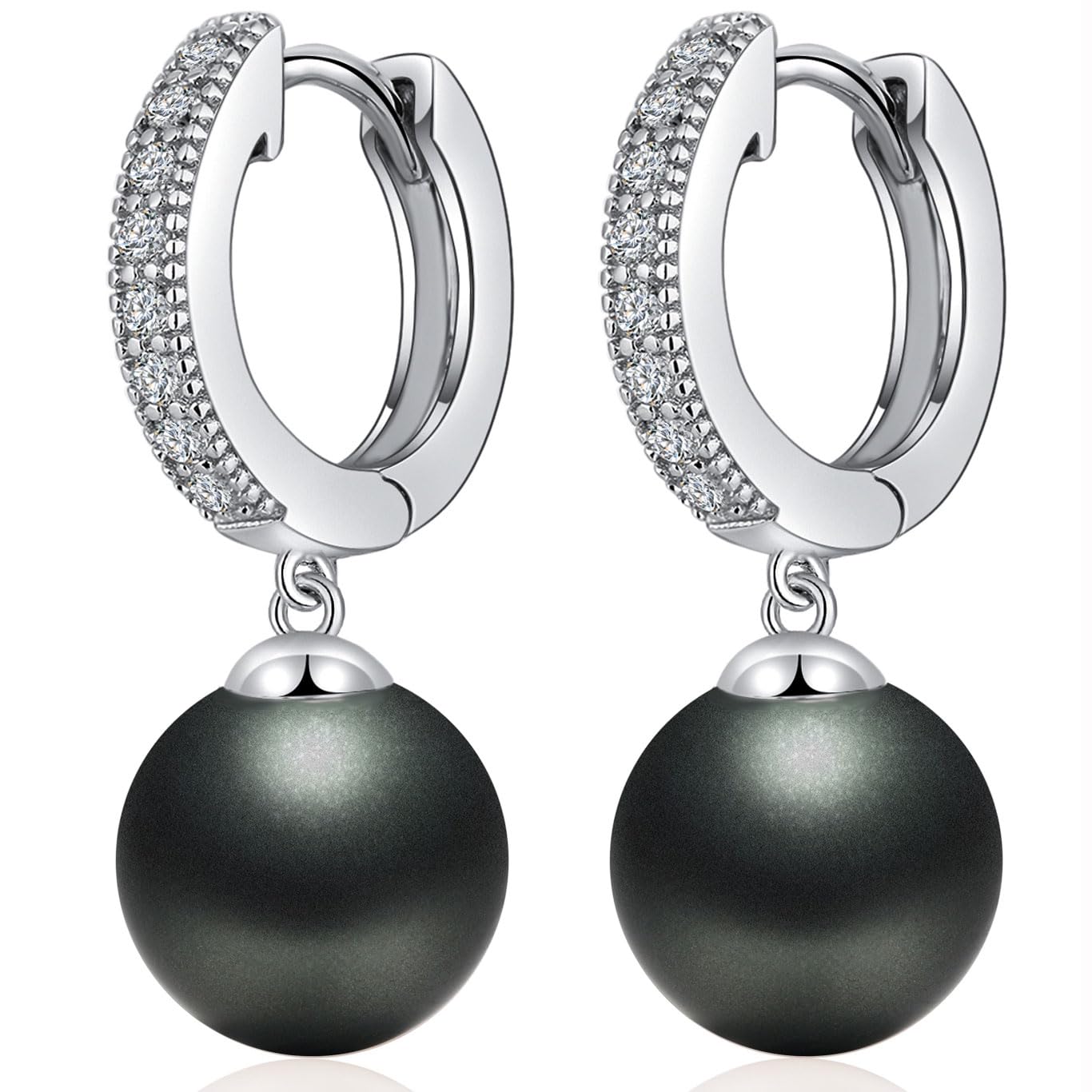 Black Pearl Earrings for Women Silver Pearl Earrings Dangling Jewelry — image 1