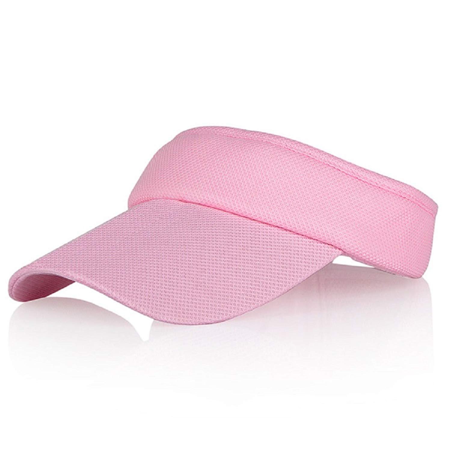 Pink Sun Visors for Women and Girls, Long Brim Thicker Sweatband Adjustable Hat for Golf Cycling Fishing Tennis Running Jogging and Other Sports