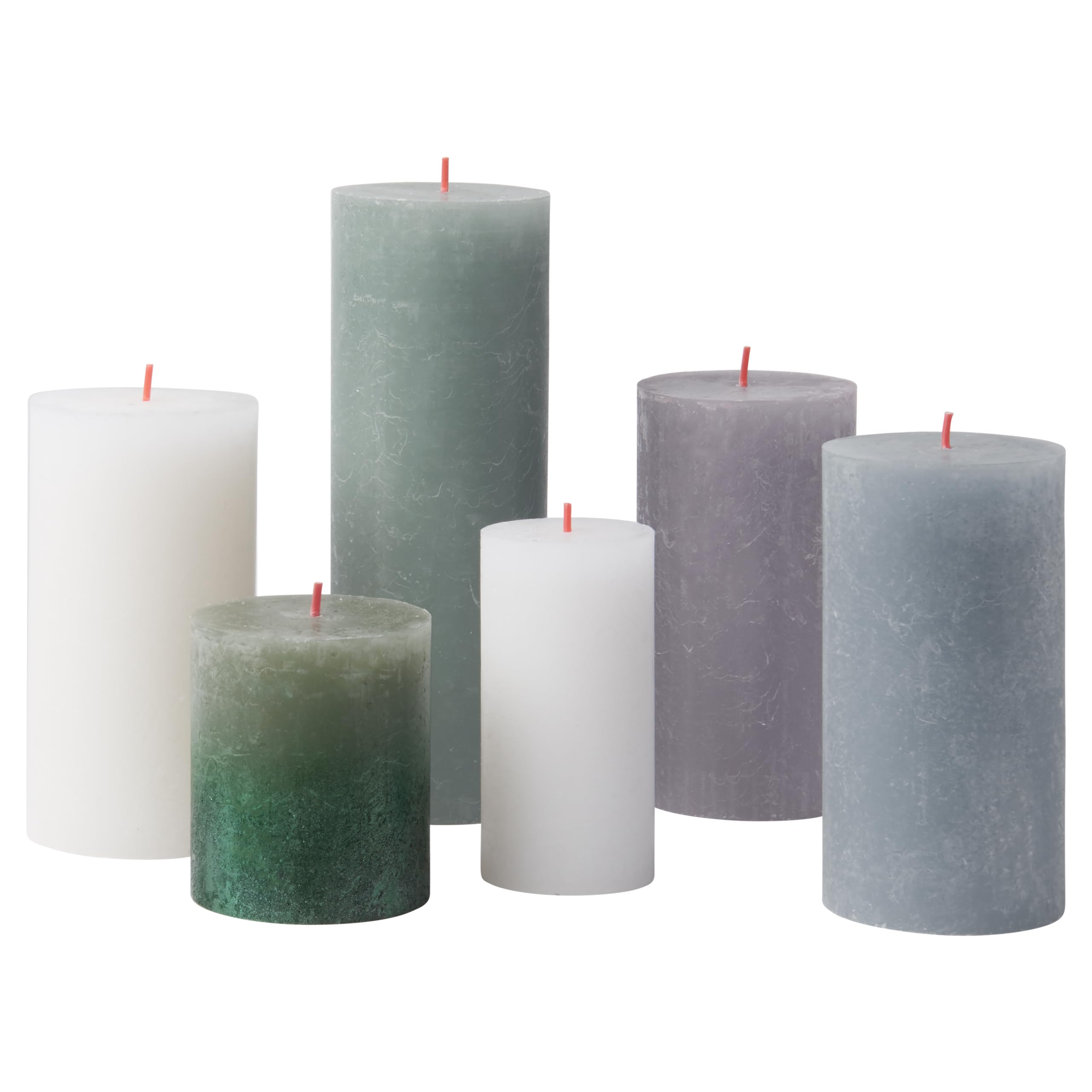 Bolsius Rustic Pillar Candles - Gift Set of 6 - Nordic Landscape - Decorative Household Candles - Length Burning Time - Unscented - Includes Natural Plant Wax - Without Palm Oil