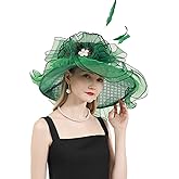 ORIDOOR Women Organza Fascinator Church Derby Hat Floral Tea Party Wedding Hat