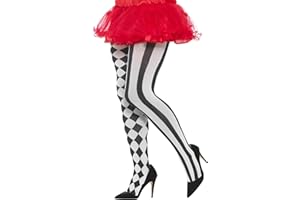 Smiffys Harlequin Tights (Large/X-Large, White/Black)